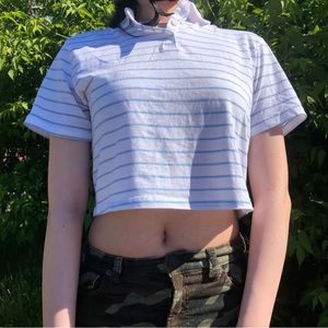 Striped Cropped Polo T-shirt
